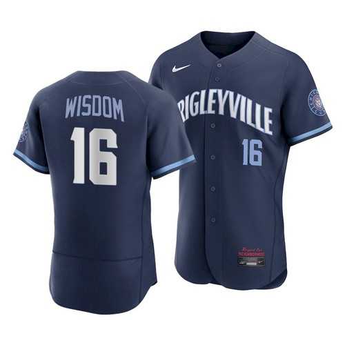 Mens Chicago Cubs #16 Patrick Wisdom 2021 Navy City Connect Stitched MLB Jersey Dzhi